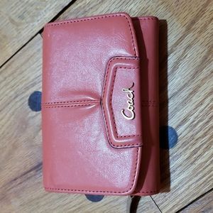Coach wallet  medium profile. Coral color